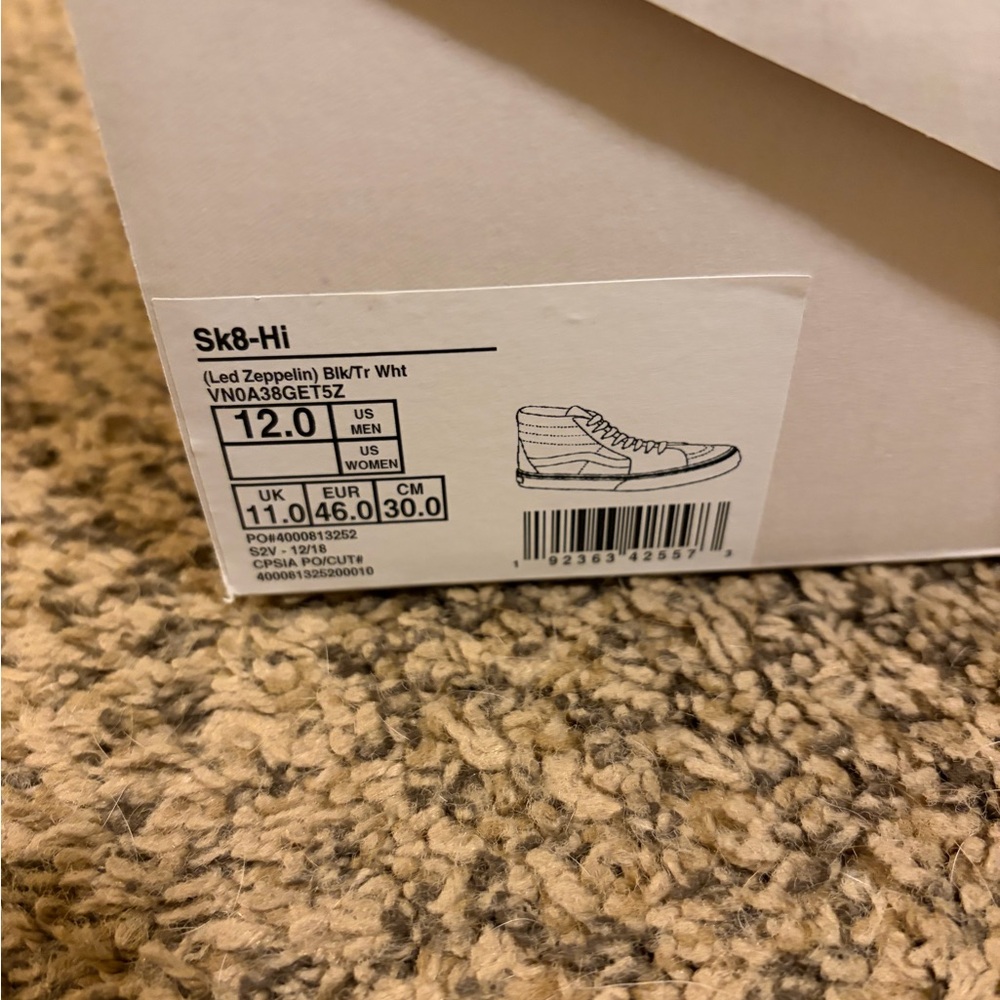Size 12 Limited Edition Vans Sk8-Hi Led Zeppelin Sneakers